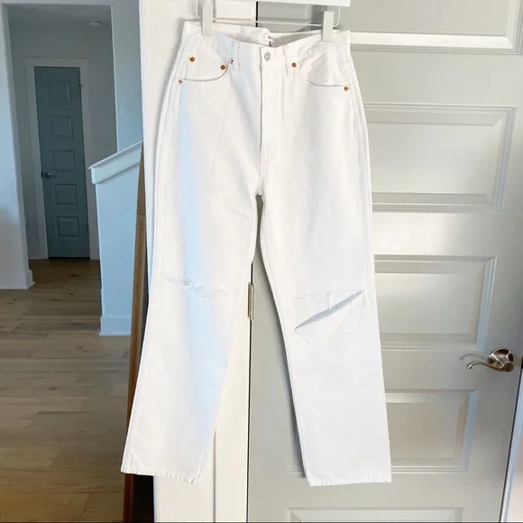 NWT Redone Originals 90s High Rise Loose in White With Rips - Picture 5 of 10